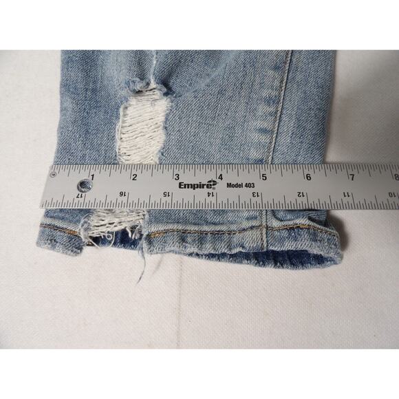 Willow + Root Jeans Midrise Girlfirend Sz 32 Distressed Cropped Blue Denim Stret - Picture 9 of 15